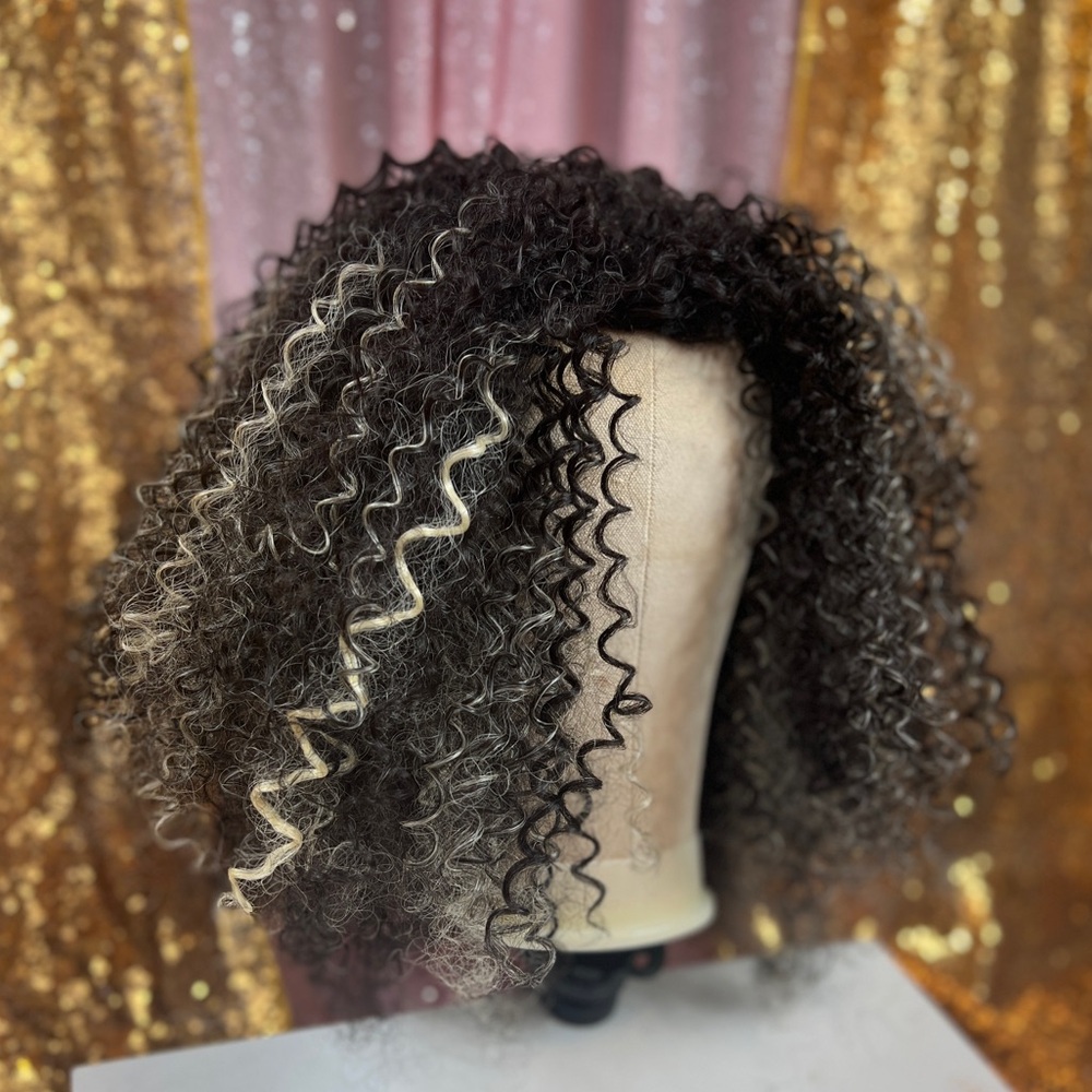 The Storm – Luxe Bohemian Spiral Curl Half Wig with Platinum Blonde Accents
